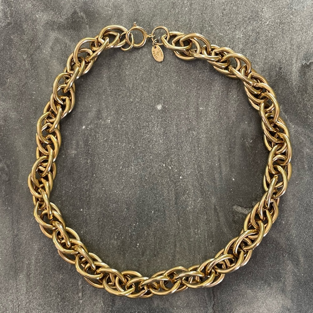 Vintage Erwin Pearl Thick Gold Chain Statement Necklace